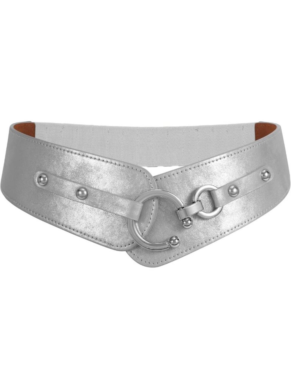 Vintage Wide Elastic Thick Stretch Belt with Interlock Buckle for Dresses